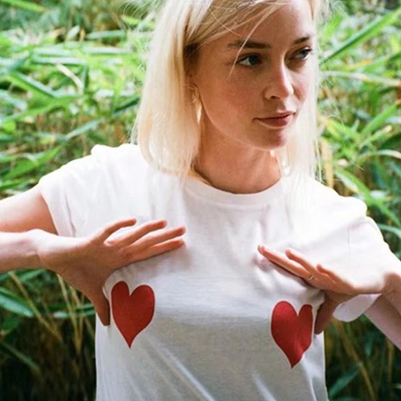 Женская футболка с принтом в виде сердца Повседневная забавная большого размера