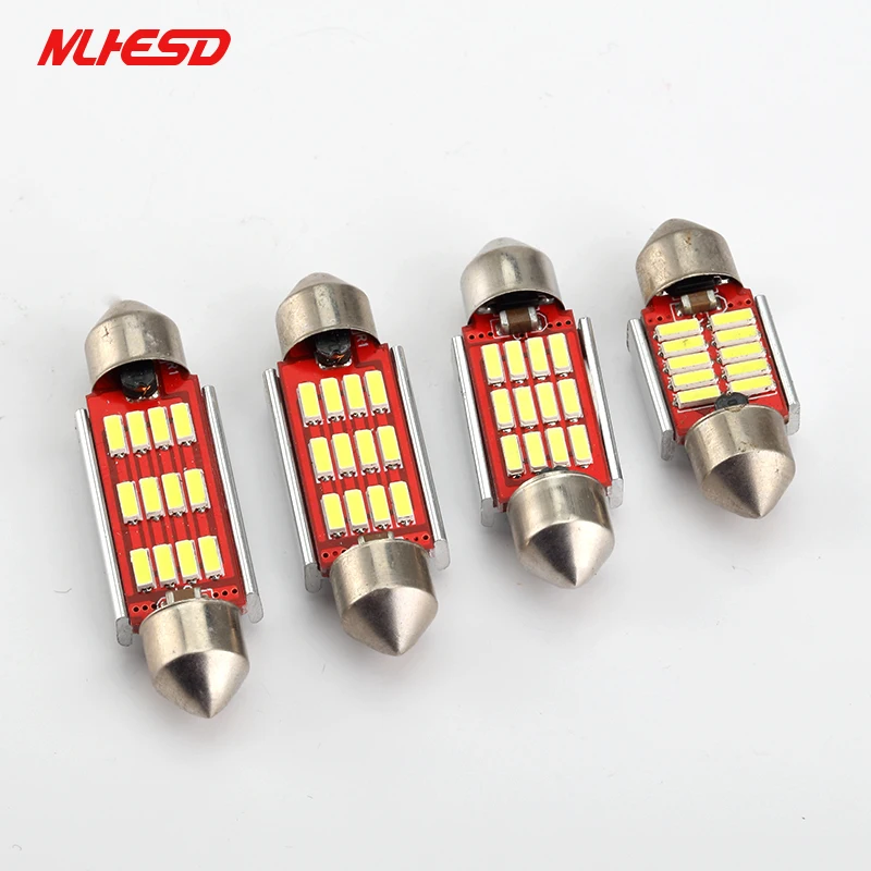 10 шт./лот светодиодная гирлянда 36 мм/39 мм/41 мм купол свет 12SMD 4014 SMD CANBUS салона лампы