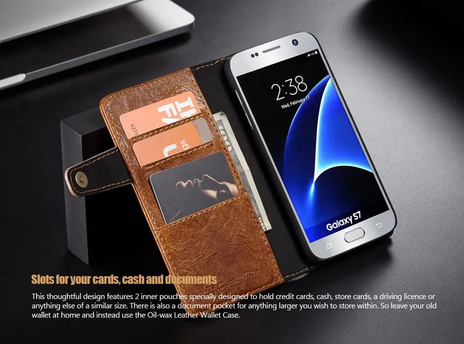 Роскошные Ретро масло воск кожаный флип чехол бумажник для samsung Galaxy S7 ручной