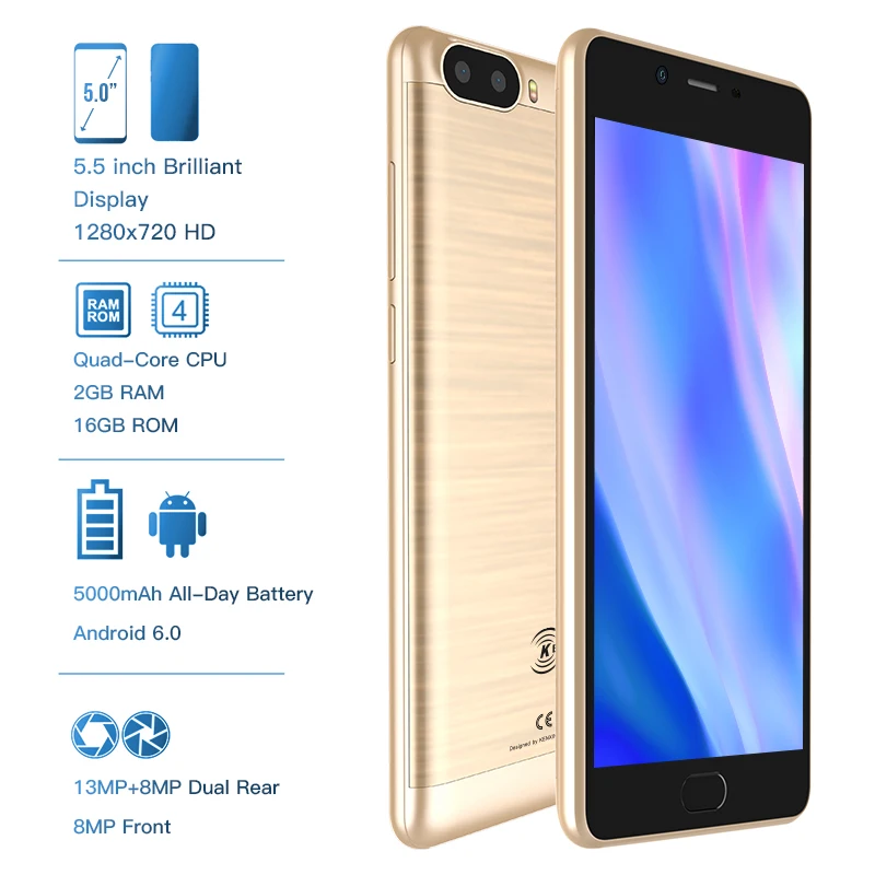 KENXINDA S9 4G Phablet 5 дюймов Android 7 0 MTK6737 четырехъядерный 2 Гб ОЗУ 16 ПЗУ 13.0MP + 8.0MP мобильный