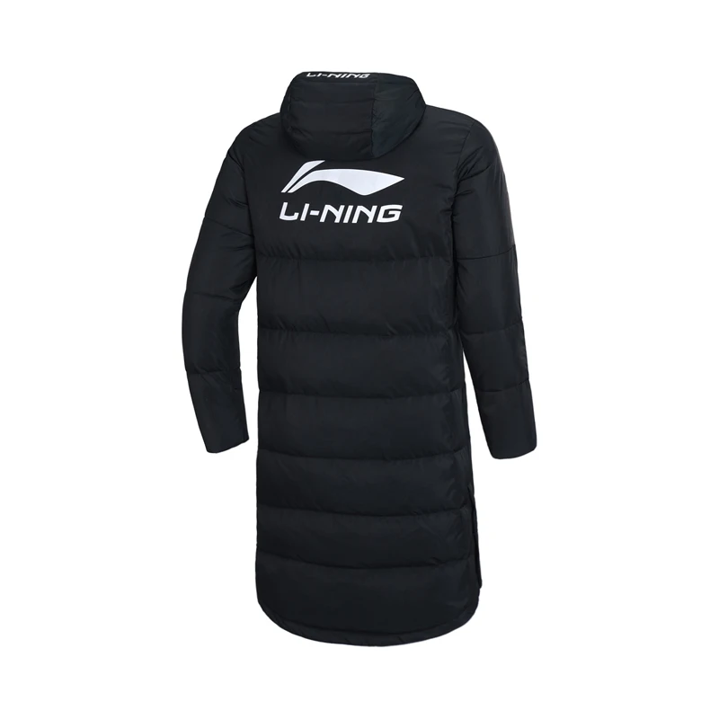 Li Ning мужской тренировочный длинный пуховик с капюшоном со съемным 70% утиного пуха