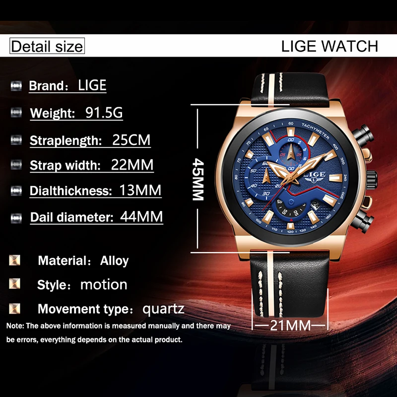LIGE Для мужчин s часы лучший бренд класса люкс новый военный спортивные кожа
