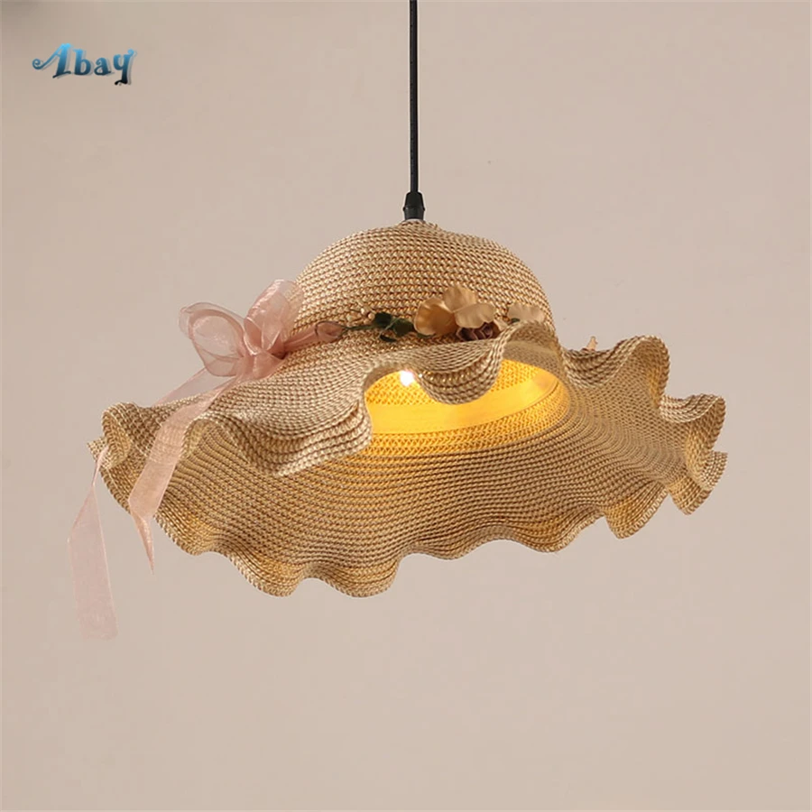 Подвесные светильники в пляжном стиле с соломенной шляпой украшение для