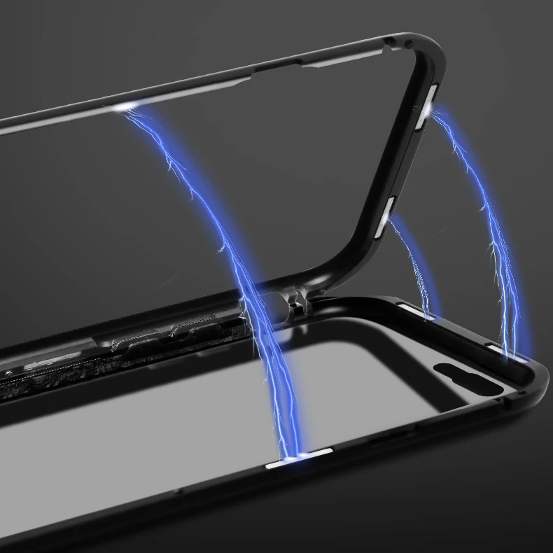 3D Series Metal Bumper Magnet Adsorption Case For iPhone X XR XS Max Tempered Phone Cover 7 8 Plus 6 6s |