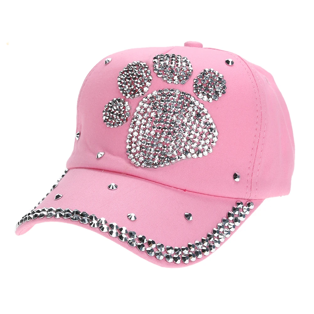 Модные Повседневное Casquette детей Бейсбол Кепки для мальчиков и девочек с цветущей сливы, «Щенячий патруль»; принт с сердцем Кепки камнями бейсболки шляпы Gorras - Цвет: Розовый