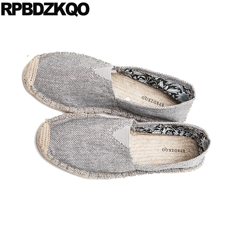 Designer Flats Comfort Canvas Men Shoes Casual Fashion Large Size Espadrilles Breathable Rubber Boys Slip On Lightweight Hemp | Обувь