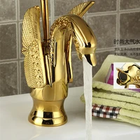 free shipping single handle swan golden basin faucet with solid brass bathroom basin sink water faucet of safe ship water tap