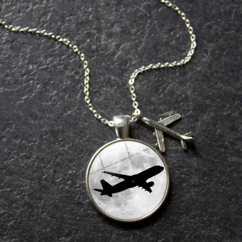 XUSHUI XJ ожерелье с подвеской кабошоном изображением летательного аппарата серой
