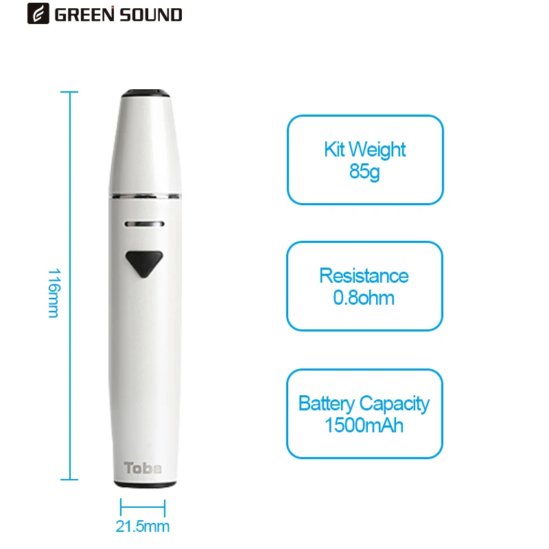 

Original GreenSound Toba vaporizer Heat no burning Stick vaporizer for RQOS e cigarette Vape pen e cig tobacco heat cartridge