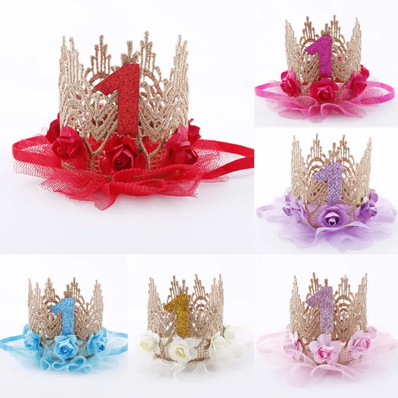 

Flower Headband Princess Crown Birthday Crown Headdress Baby Kid Headwear Cute