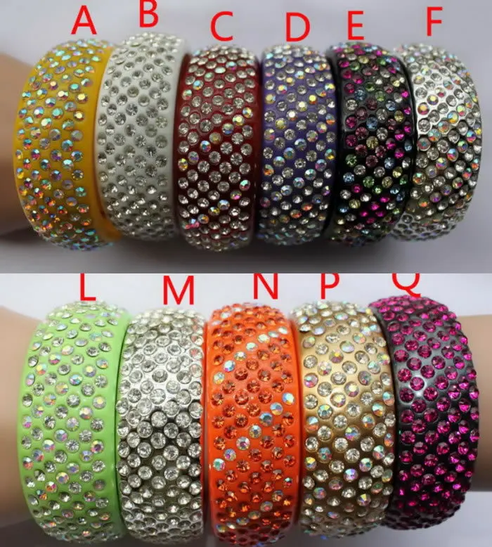 16 цветов 7 рядов кристаллов Стразы акриловый браслет резиновый крупные Винтажные