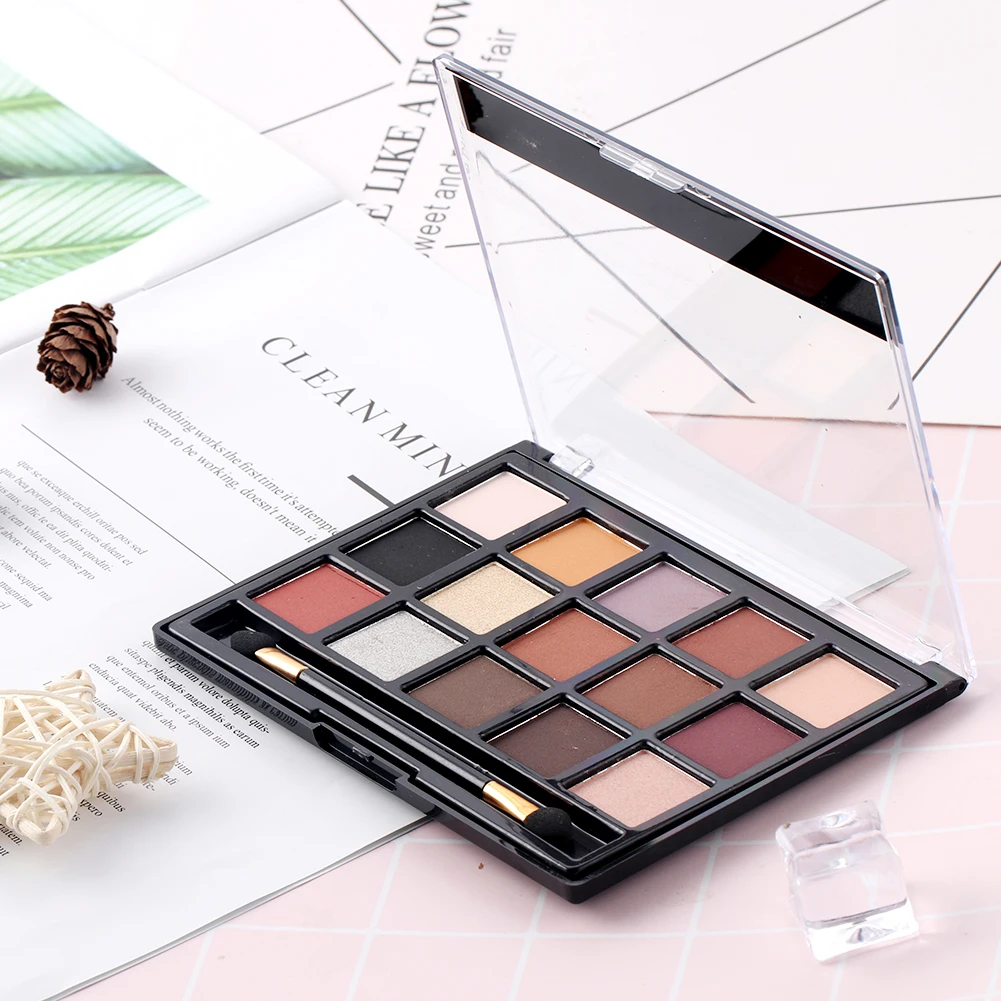 MISS ROSE 15Colors Nude Color Eye Shadow Makeup Professional Waterproof Flash Gold Nude Color Eye Shadow Makeup Tray TSLM2
