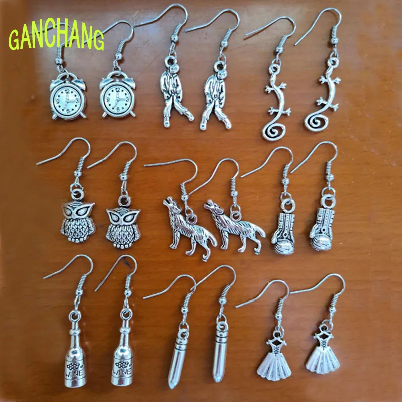 Аварийные серьги женские панк зомби геккос совы волки боксерские перчатки