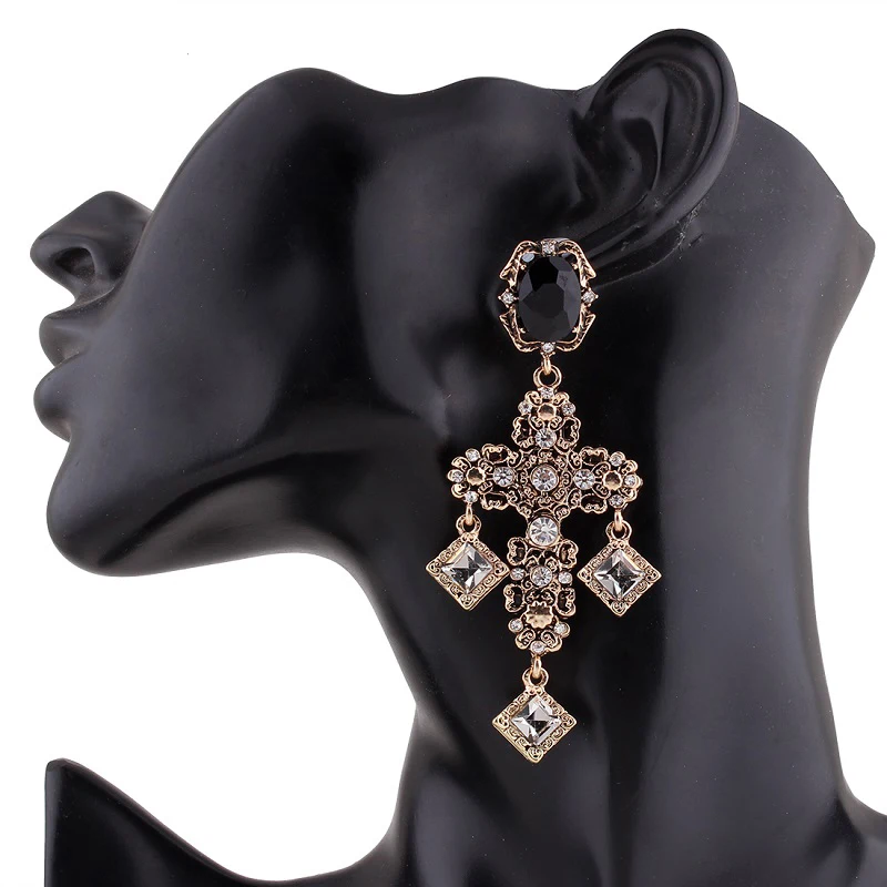 Длинные серьги-подвески в стиле барокко с перекрестными кисточками винтажный