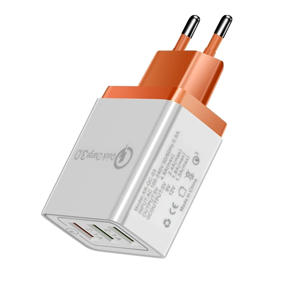 EU Orange ACCEZZ 18 Вт USB зарядное устройство с европейской вилкой для iphone 8 X Быстрая зарядка для samsung S8 S9 huawei P30 Xiaomi Quick Charge 3,0 адаптер для телефона - Тип штекера: EU Orange