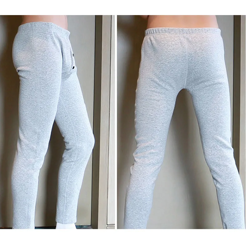 Light Gray Мужские теплые кальсоны из плотного бархата, кальсоны, нижнее белье, брюки, теплые штаны для сна, разные цвета - Цвет: Light Gray