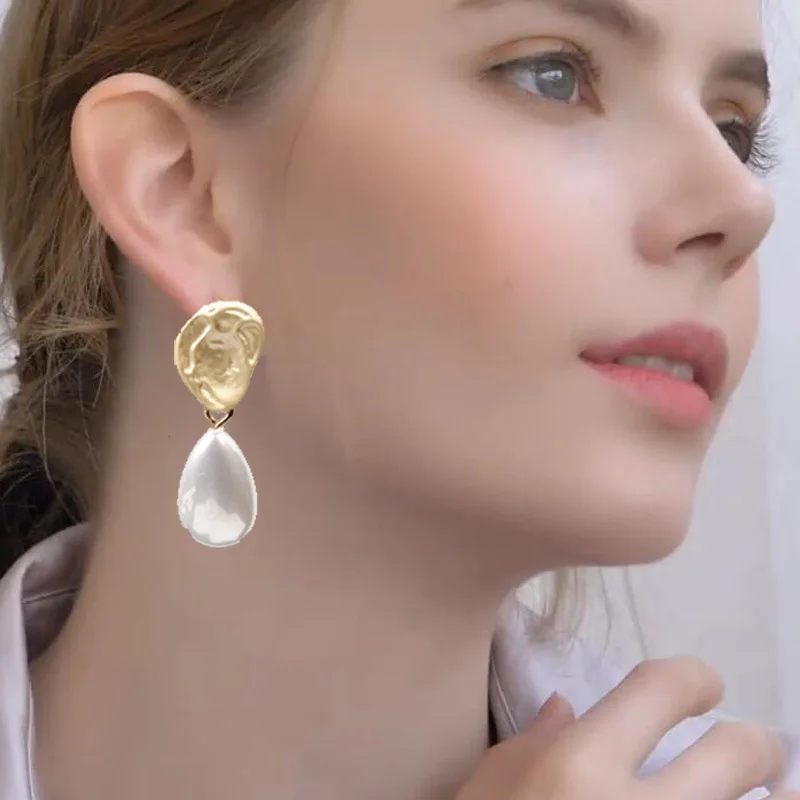 Женские Геометрические серьги длинная имитация жемчуга Минималистичная