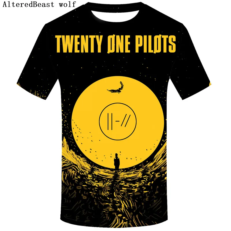 Twenty One Pilots летняя Новинка 3d футболка Homme с принтом рок-группы 3D футболка с короткими рукавами и круглым вырезом хипстерская Мужская футболка