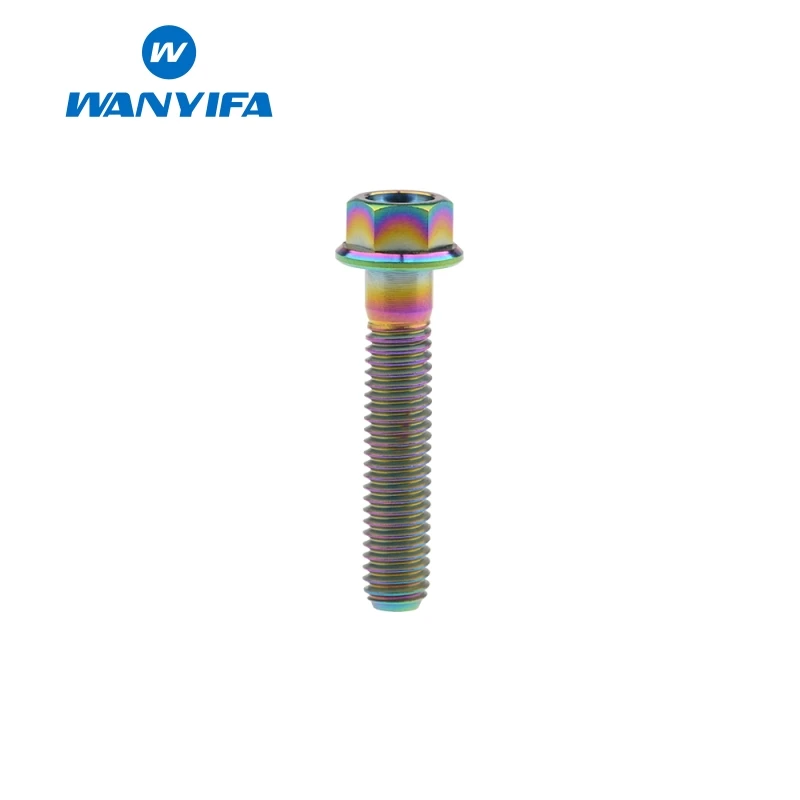 M6x30 Wanyifa M6x10 15 20 25 30 35, 40 45 50 55 60 65 70 75 80 90 мм с коротким фланцем Головкой Винт С Титановым болтом для велосипедного тормоза Радуга - Цвет: M6x30