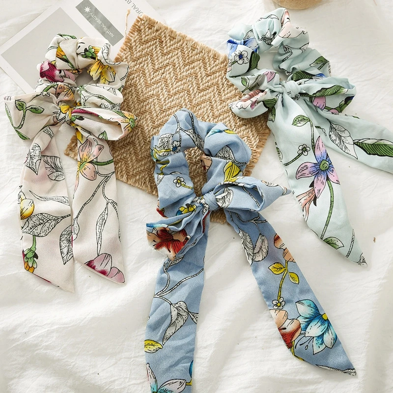 Новый Лук стримеры волос кольцо Сладкая формальная лента с принтом Галстуки