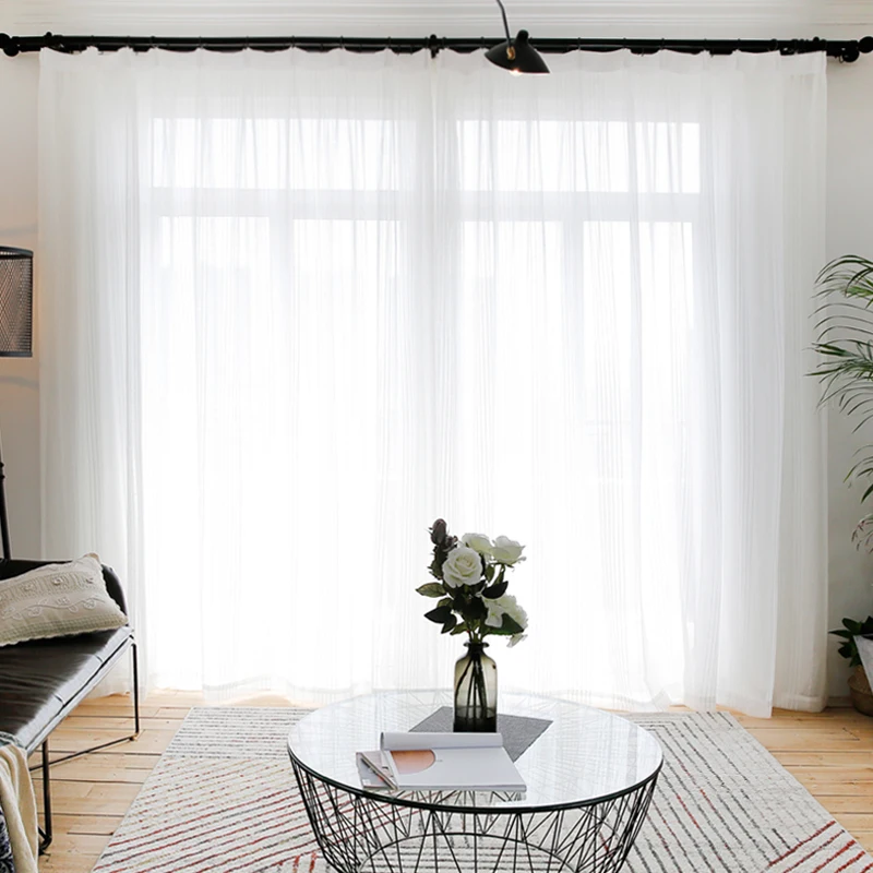 Городская белая занавеска для гостиной жаккардовая вуаль свежие полоски
