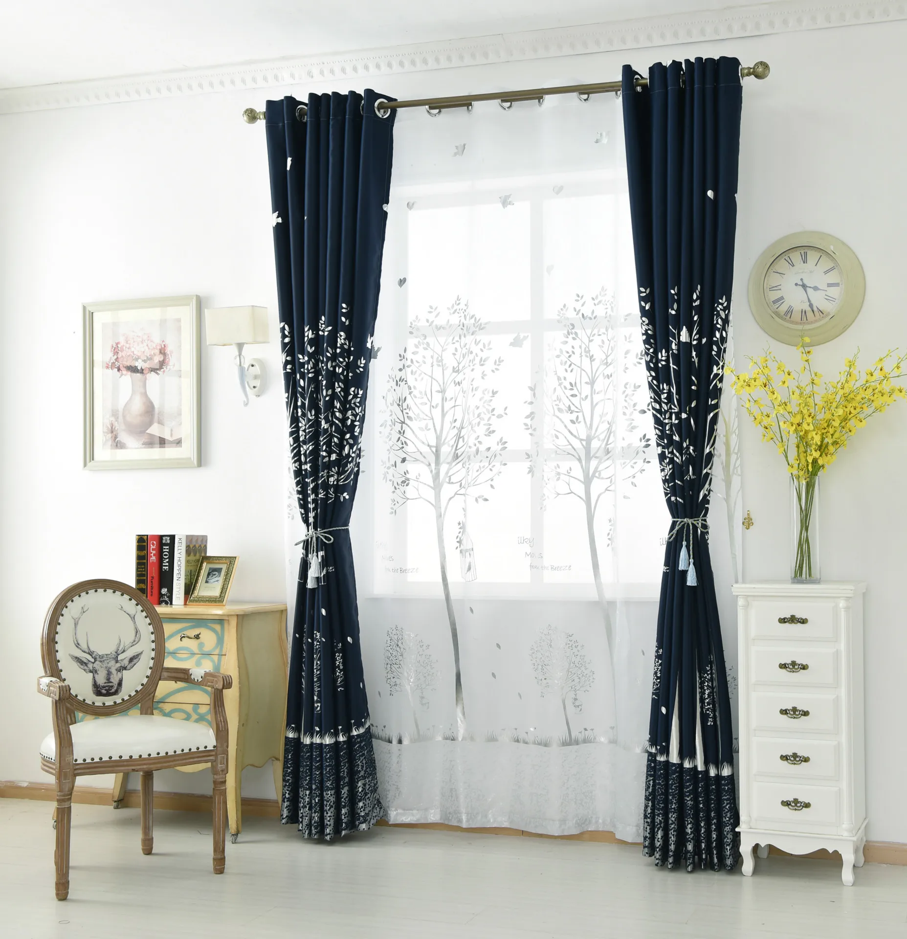 Льняная занавеска для окна чистая и свежая горячая Серебряная гостиной столовой