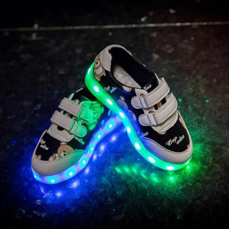 

Kids Glowing Luminous Sneakers For Girls USB Charging Basket Led Toddler Children Shoes With Light Up Casual Boys lighting sole