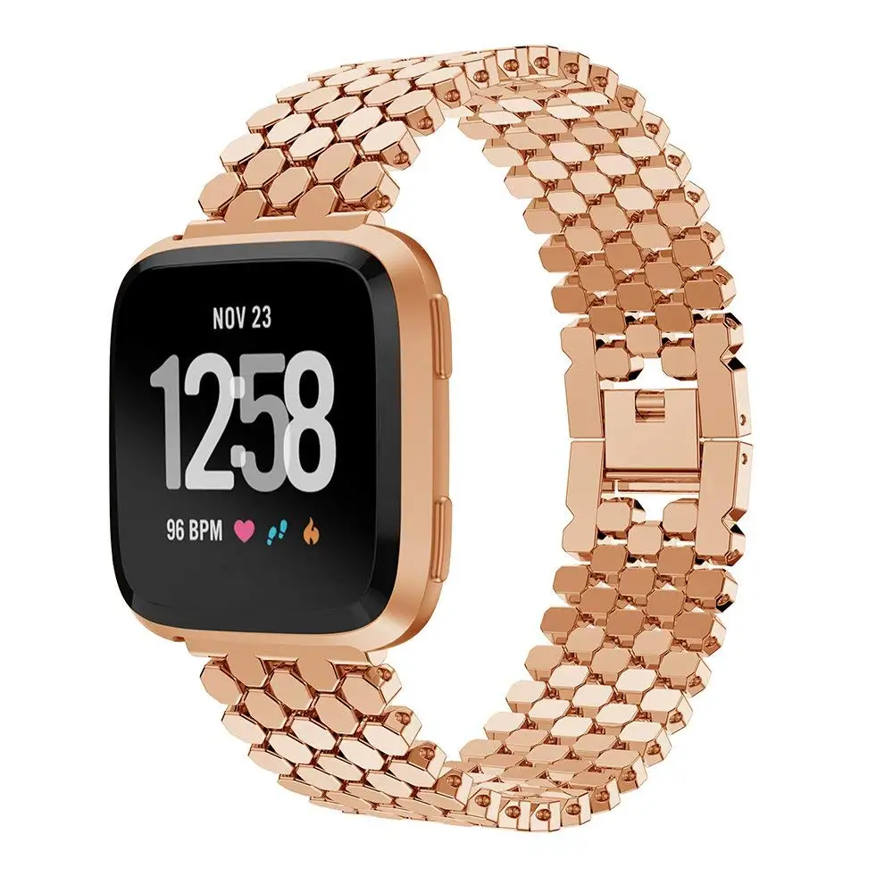 KINGBEIKE 3 цвета ремешок из нержавеющей стали для Fitbit Versa Смарт часы металлический