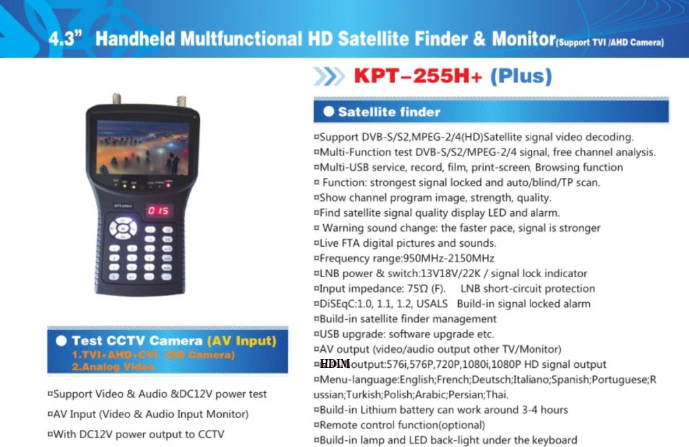 SATLINK kpt-255h plus kpt 255 sat finder cctv камера ЖК-подсветка Кнопка kpt255h