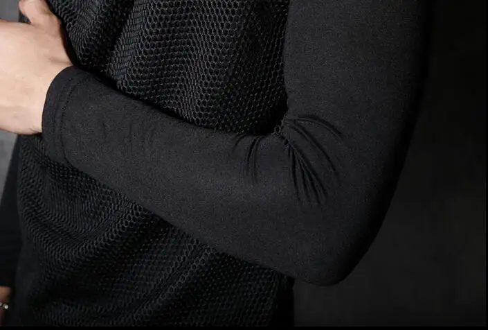 Мужская облегающая футболка из двух частей Базовая индивидуальная Сетчатая в