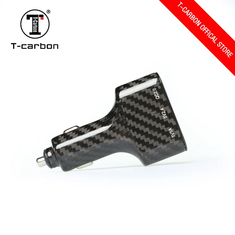 T-carbon волокно высокое качество 3 отверстия USB Автомобильное зарядное устройство QC2.0 Быстрая зарядка