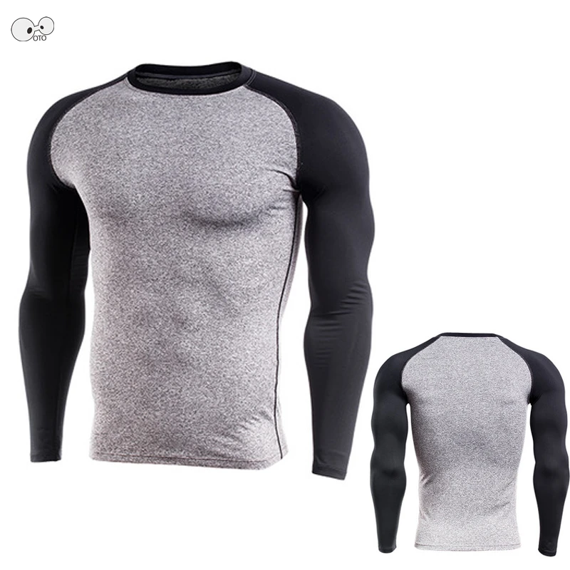 Реглан с длинным рукавом компрессионная футболка для бега мужчин 2019