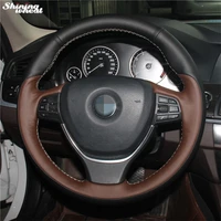 palm red genuine leather black leather car steering wheel cover for bmw f10 f11 touring f07 f12 f13 f06 f01 f02