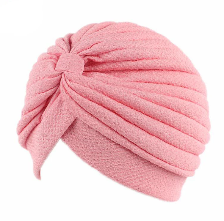 Новые модные однотонные шапки тюрбан с морщинами индийские женские бини на весну