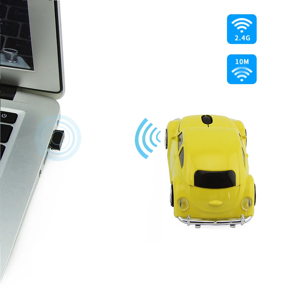 CHYI Автомобильная беспроводная мышь 1600DPI оптический компьютер VW Beetle 3D игровая для