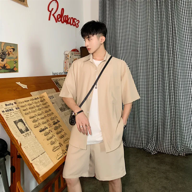 Мужская рубашка с коротким рукавом и шорты на заказ повседневный костюм из двух