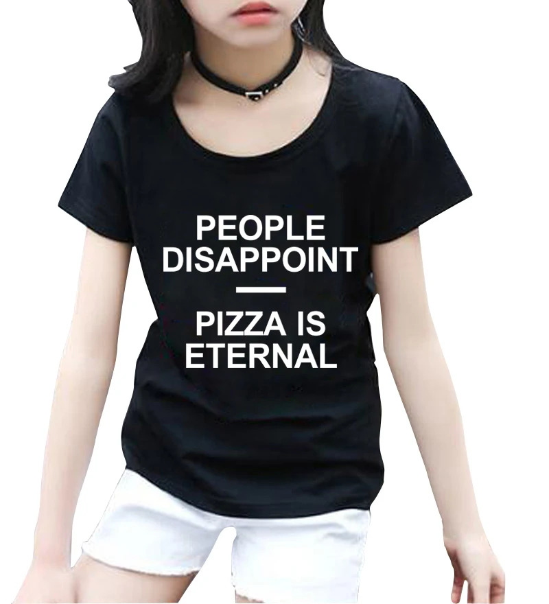 Летняя брендовая одежда с надписью People disappoint PIZZA IS ETERNAL топы короткими рукавами