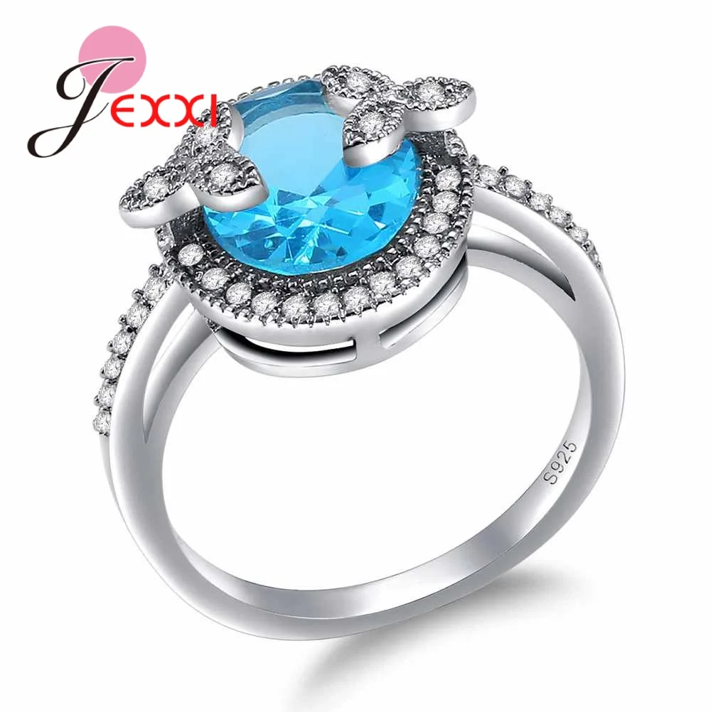 Женские винтажные кольца для свадьбы помолвки Bijoux модные серебряные синие с