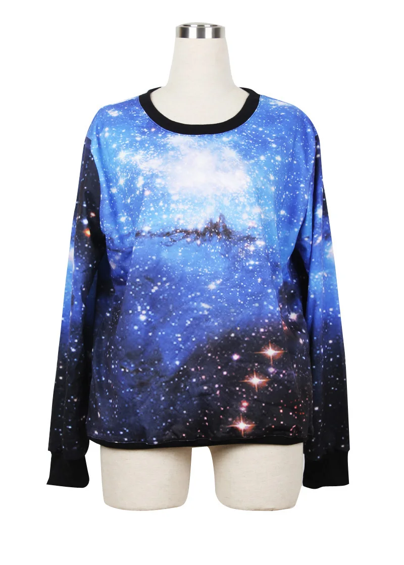 2015 мода женщины / мужчины красивое место печать галактика толстовки небом 3d