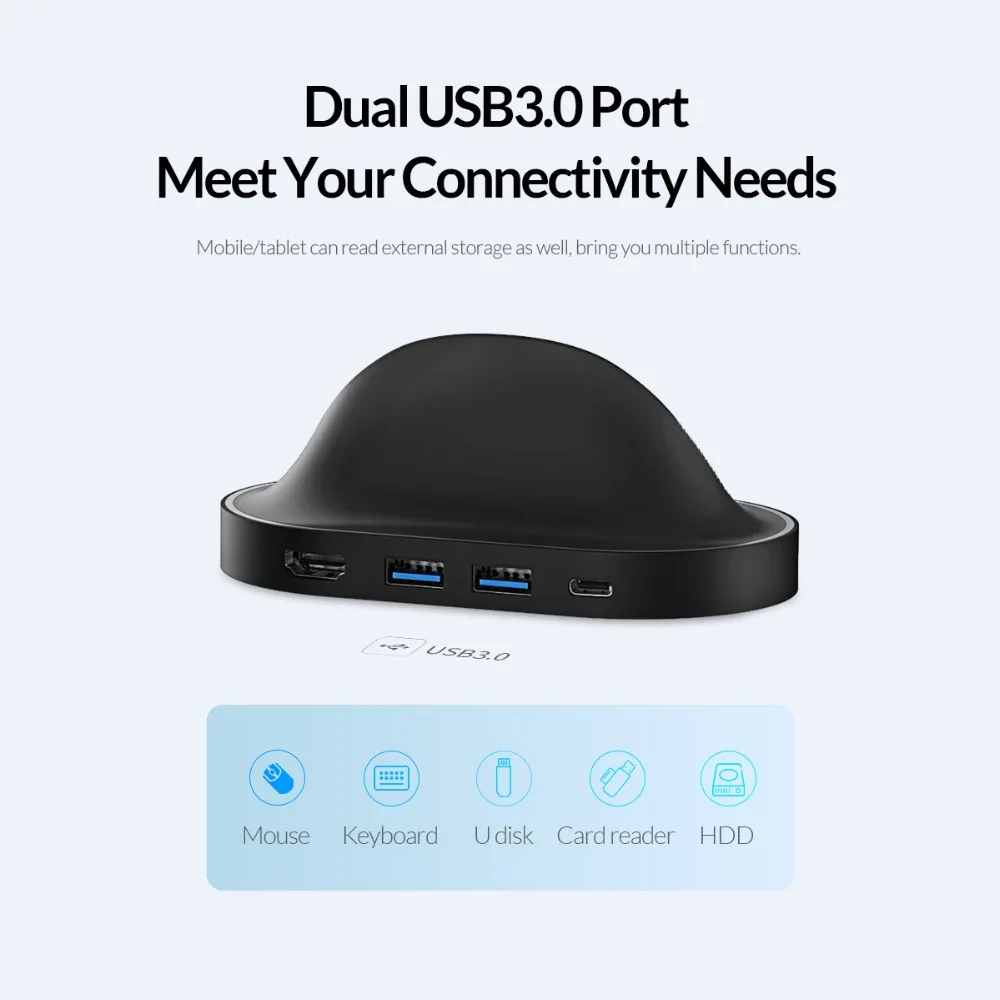Док станция ORICO Type C с подставкой для телефона USB к HDMI USB3.0 60 Вт PD зарядка