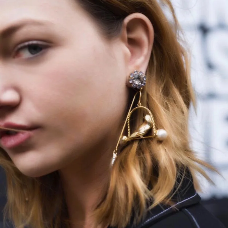 Новинка 2019 г. женская обувь высокого качества золото модные свисающие серьги