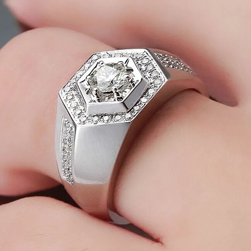 1Ct 6 5 мм G H Moissanite Diamont мужское кольцо Posy тест положительная Гарантия 925 пробы