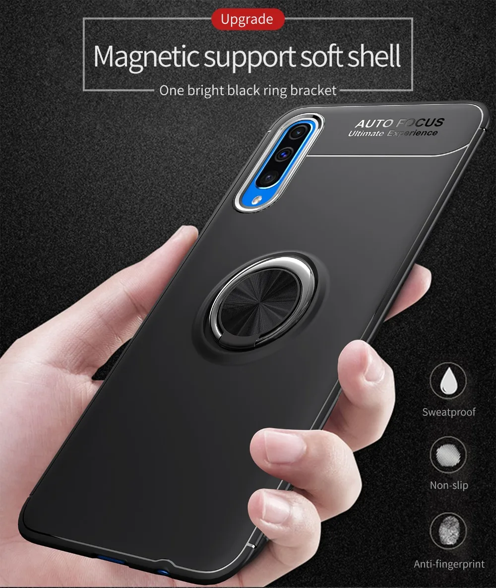 Для samsung Galaxy M10 M20 A10 A20 A30 A40 A50 A70 чехол Красочные Металлические Магнитные Кольца держатель мягкий, роскошный, из ТПУ Крышка подходит a50