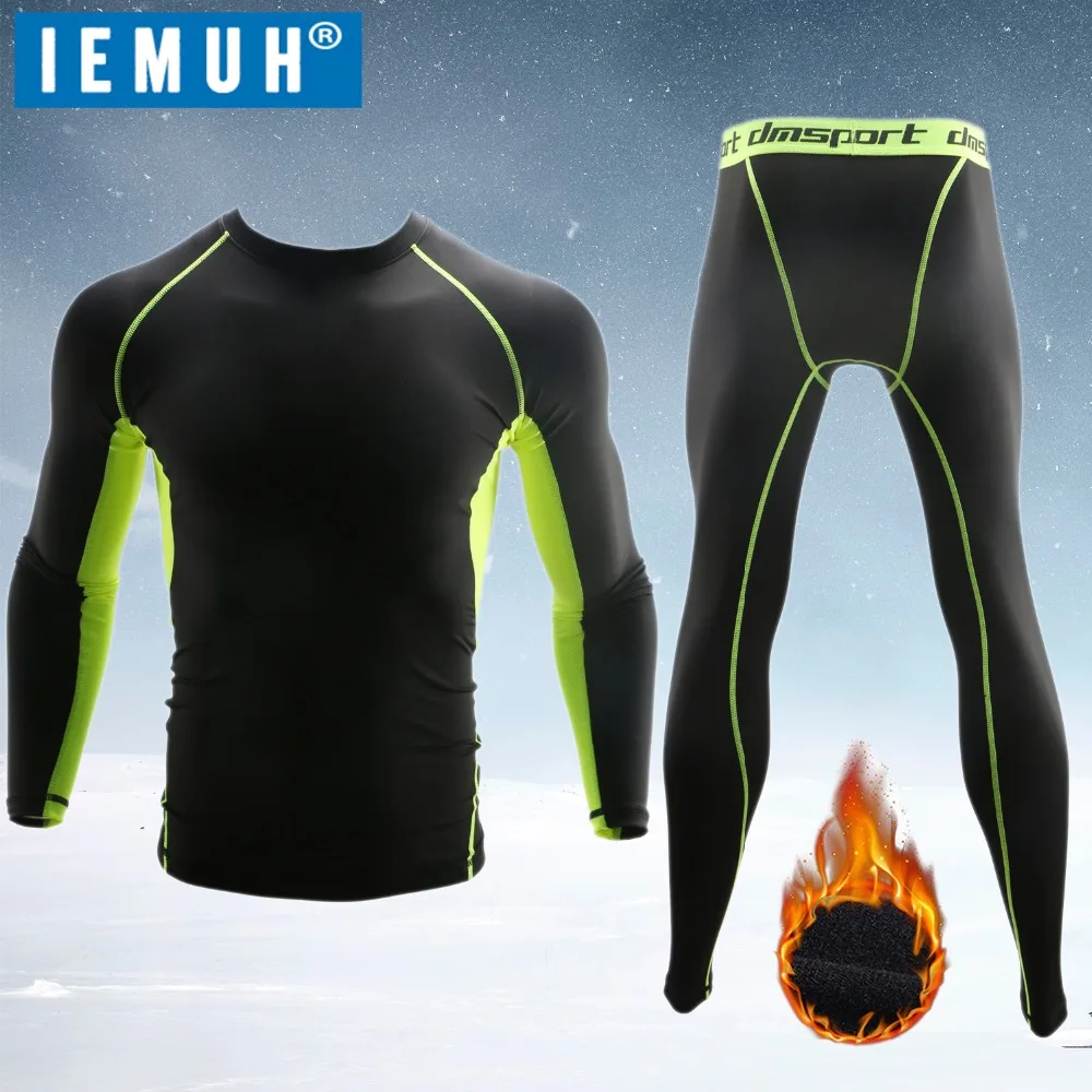 IEMUH Outdoor Sport Thermal Underwear Sets Men Quick Dry Anti-microbial Stretch Hiking Camping Ski Male Warm Fitness | Спорт и