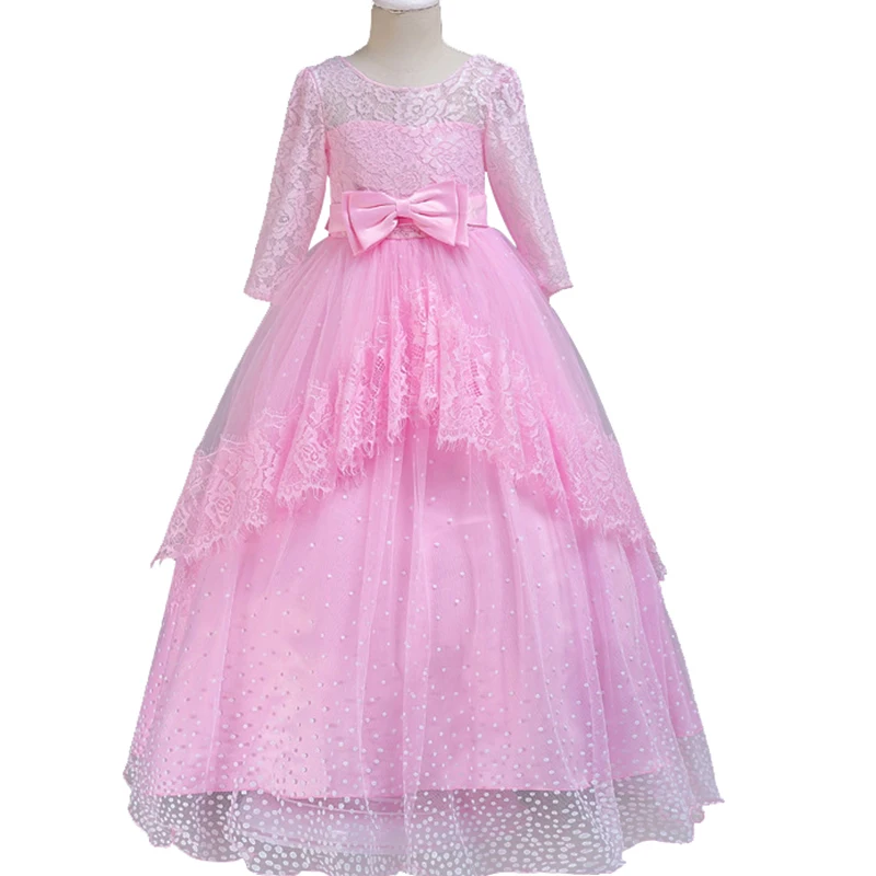 Girls Lace long sleeve princess dress kids adolescent elegant party Formal dresses for girls robe fille vestidos 12yrs | Детская одежда