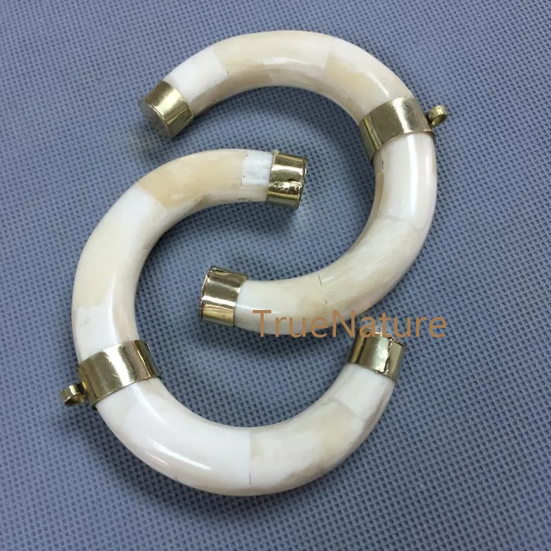 Модный Тибетский Стиль крема полумесяц костяной Рог кулон латунь гальванические