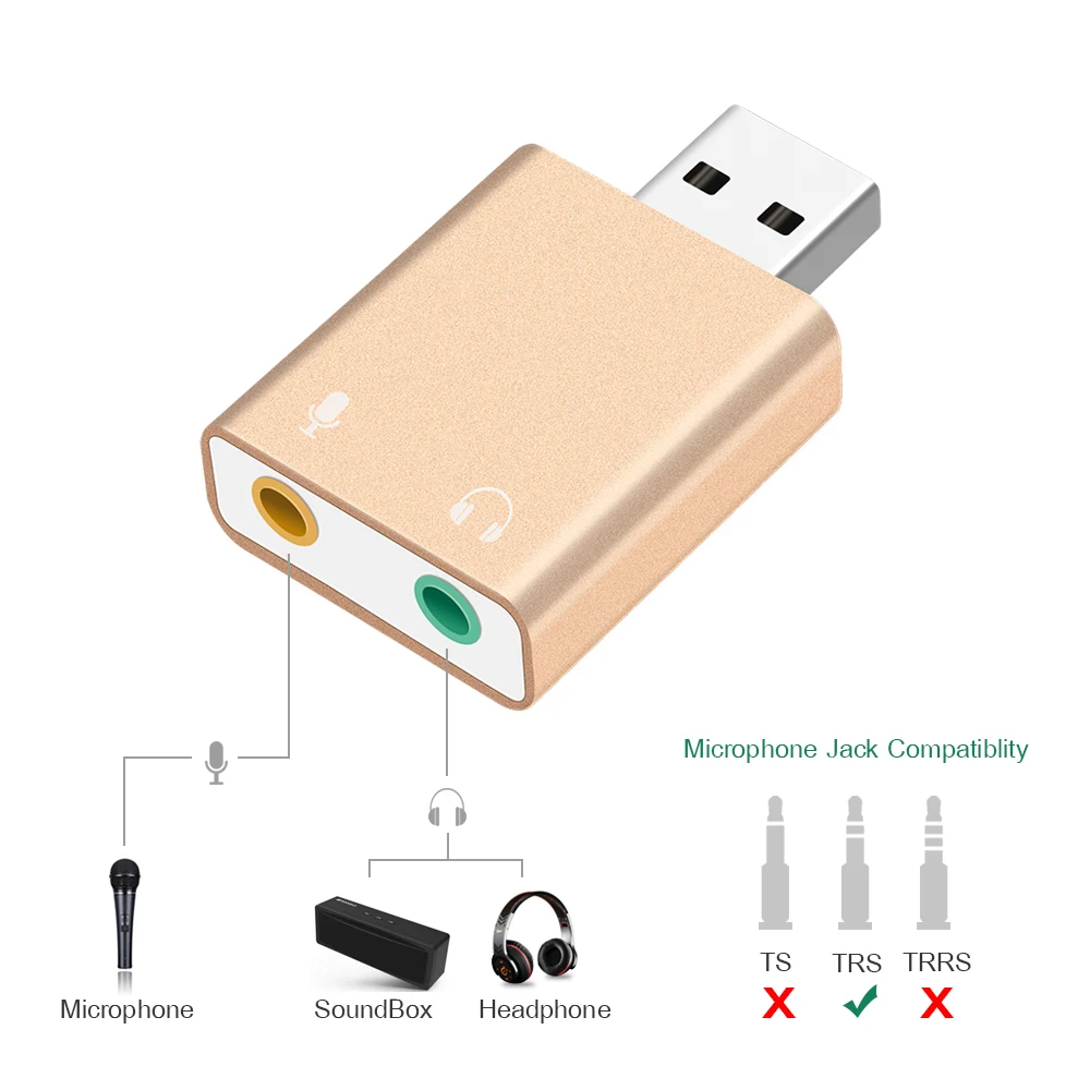 Внешняя звуковая карта USB Mini HIFI Magica Voice Virtual 7 1 CH адаптер алюминиевый сплав корпус