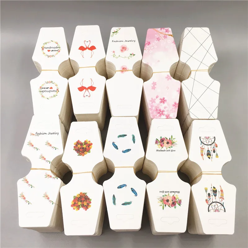 

100 Pcs Printing Necklace Card Folding Bracelet Jewelry Display Hang Tag Label Jewelry Display