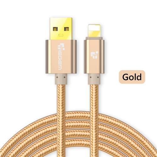 Золотой Tiegem нейлон плетеный кабель USB для iPhone 5 5S 7 Plus 1 м/2 м/3 м быстро зарядки синхронизации данных USB кабель для iPhone 6 6 S плюс 5S iPad - Цвет: Золотой