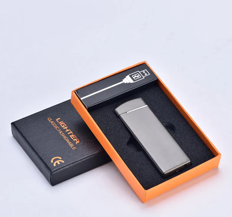 2.8*7.5cm Plasma Lighter Double Arc USB Charging Metal Electric Quantity Shows Windproof Electronic Smoking Use | Дом и сад